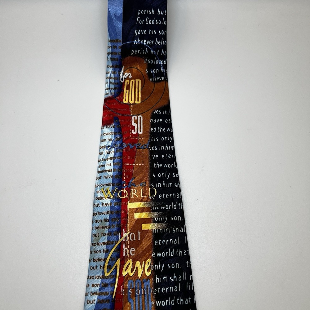Vintage Steven Harris Hand Made John 3:16 Neck Tie Religious Preacher Pastor - Picture 3 of 6